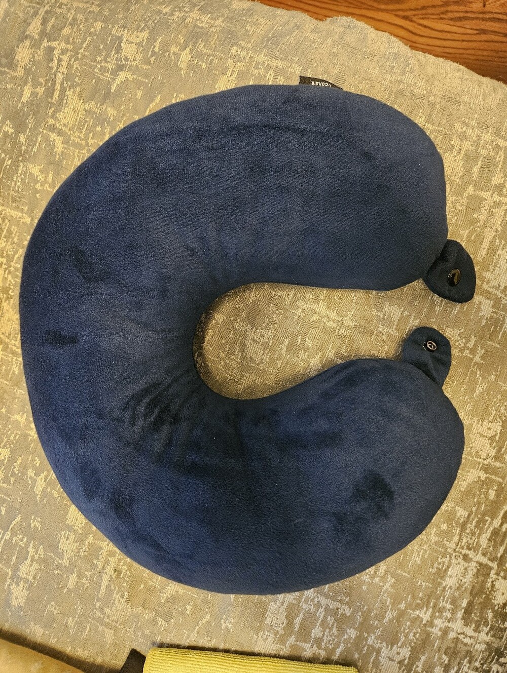 Plush Navy Memory Foam Travel Neck Pillow